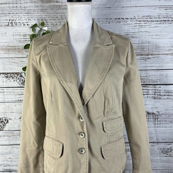 Allen Schwartz ABS Jacket sz Small Gold Sparkle Linen Fringe Boho Wedding Career - Picture 2 of 16